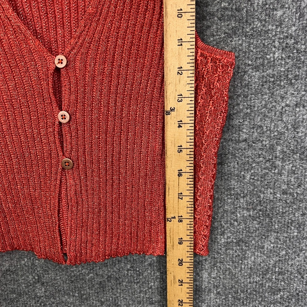 NEW Free People Seascape Vest Rouge Metallic Knit Button Front Cropped Vest S - Picture 5 of 10